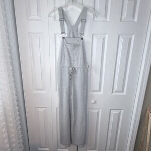 Z Supply Cinched Waist Overall Heather Grey Womens M French Terry Knit NWT